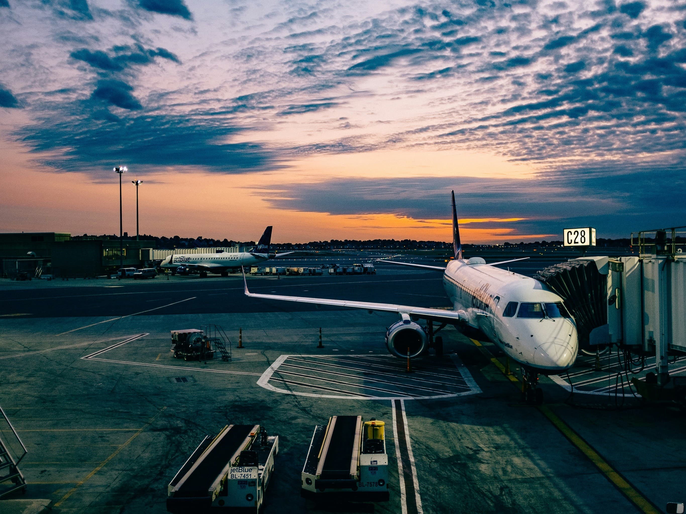 Airplane docked at airport