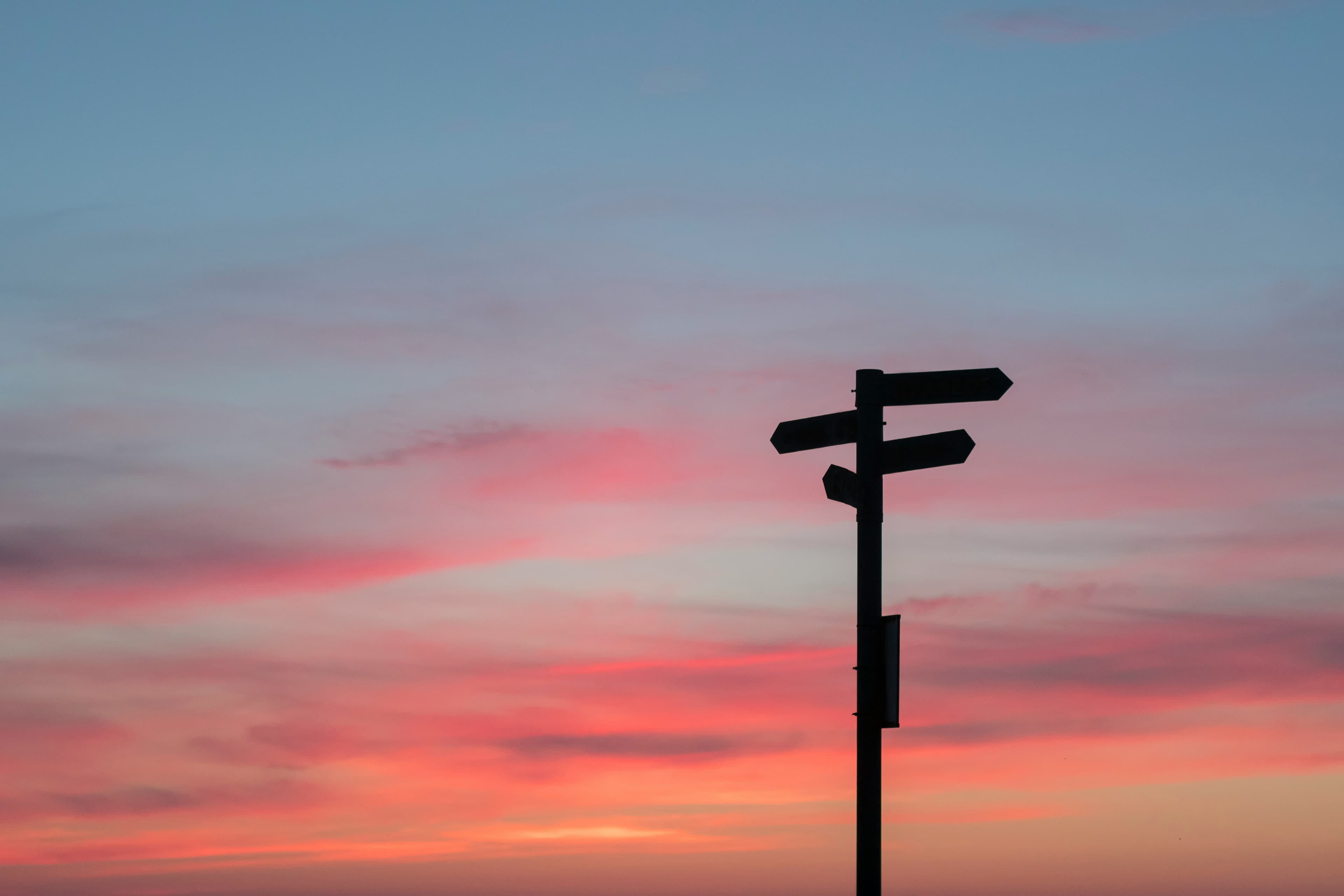 Crossroads signpost with multiple directions